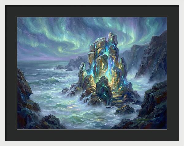 Sea Stack Under Aurora