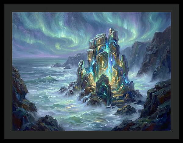 Sea Stack Under Aurora
