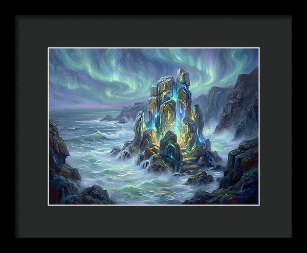 Sea Stack Under Aurora