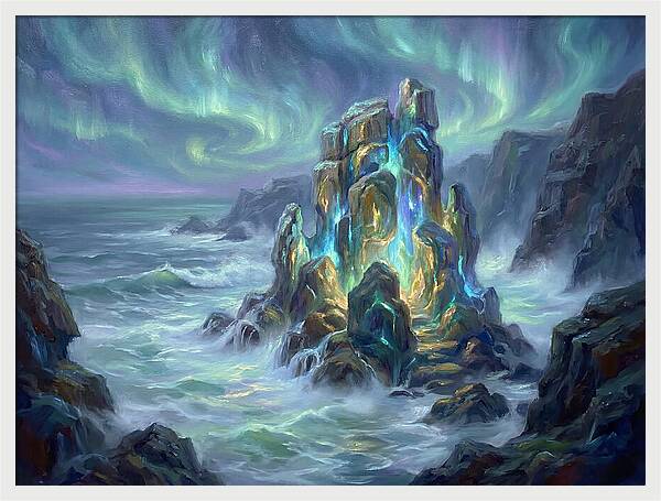 Sea Stack Under Aurora