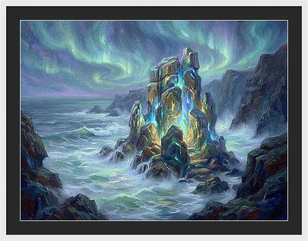 Sea Stack Under Aurora