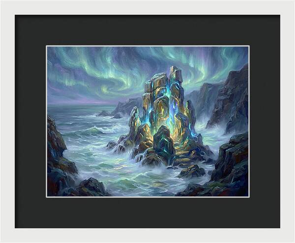 Sea Stack Under Aurora