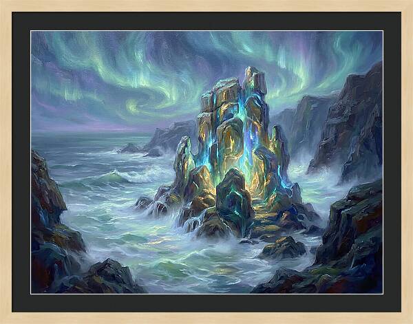 Sea Stack Under Aurora