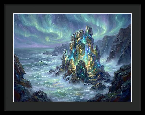 Sea Stack Under Aurora