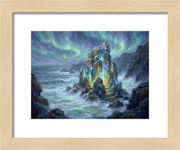 Sea Stack Under Aurora