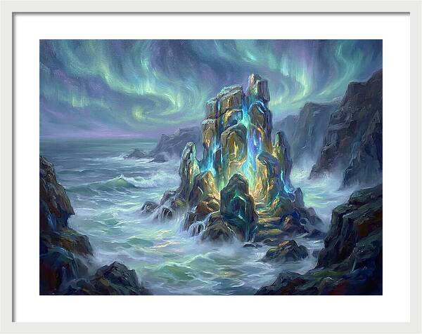 Sea Stack Under Aurora
