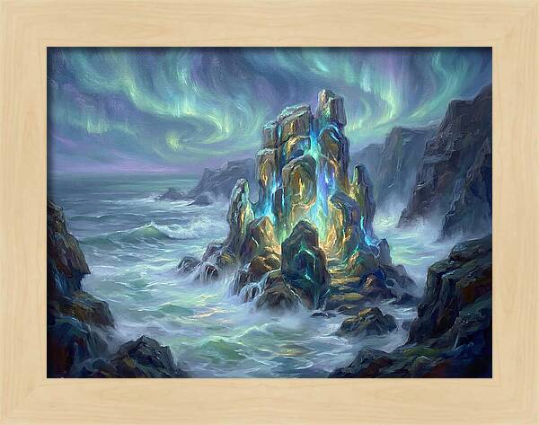 Sea Stack Under Aurora