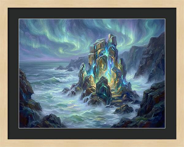 Sea Stack Under Aurora