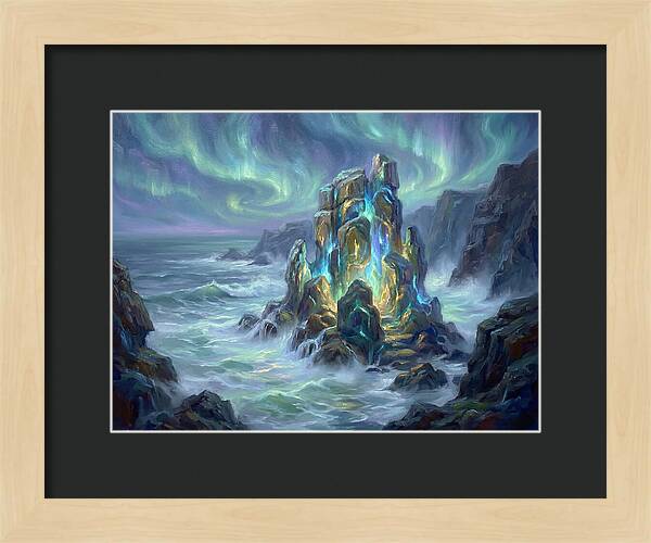 Sea Stack Under Aurora