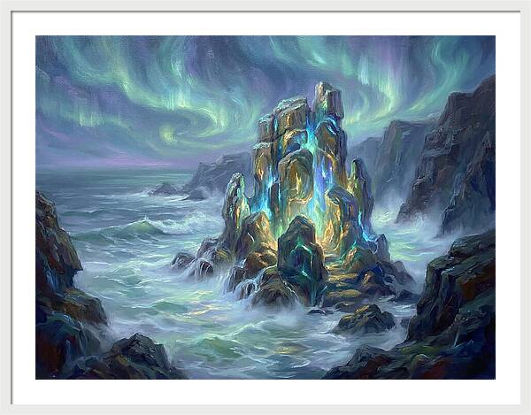 Sea Stack Under Aurora