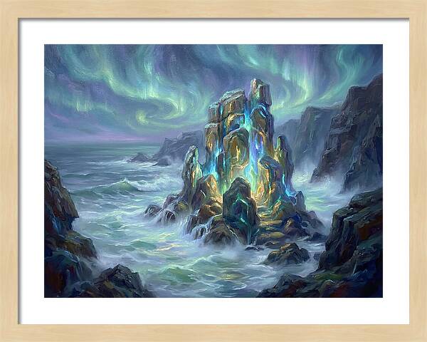 Sea Stack Under Aurora
