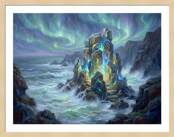 Sea Stack Under Aurora