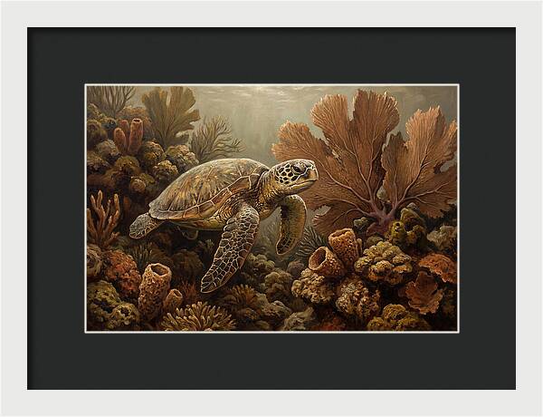 Sea Turtle Among Coral Reefs