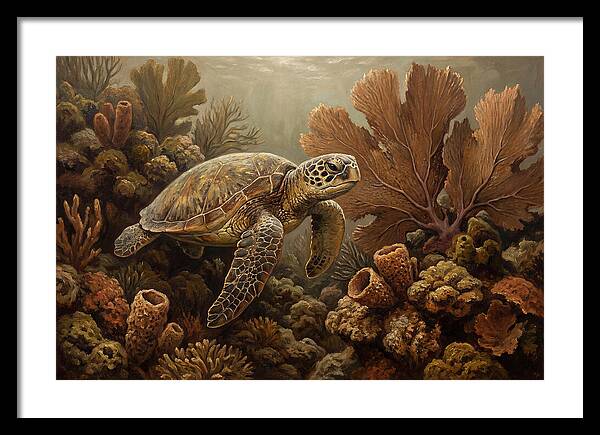 Sea Turtle Among Coral Reefs