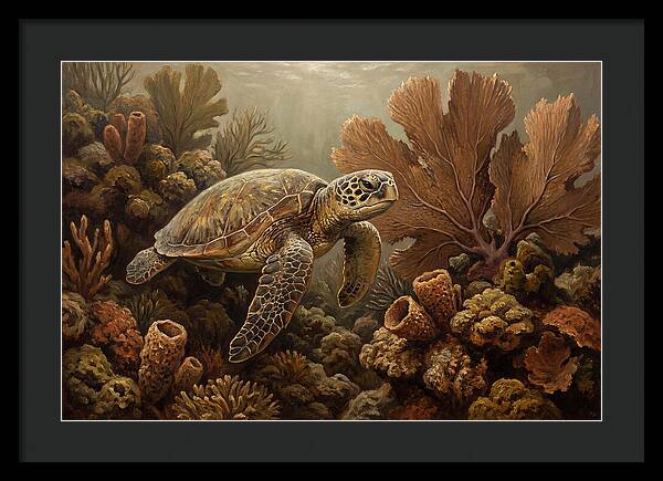 Sea Turtle Among Coral Reefs