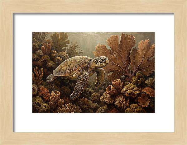 Sea Turtle Among Coral Reefs