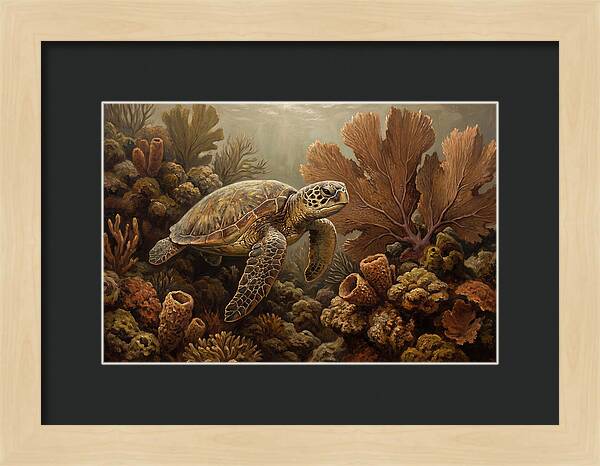 Sea Turtle Among Coral Reefs