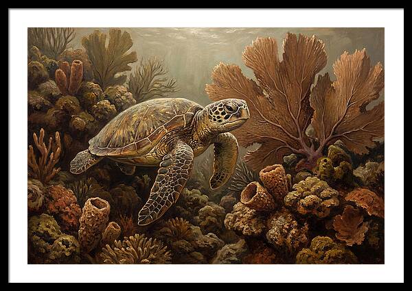 Sea Turtle Among Coral Reefs
