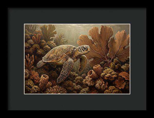 Sea Turtle Among Coral Reefs
