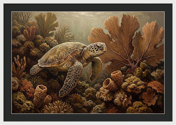 Sea Turtle Among Coral Reefs
