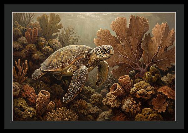 Sea Turtle Among Coral Reefs
