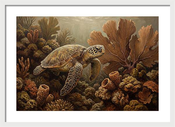 Sea Turtle Among Coral Reefs