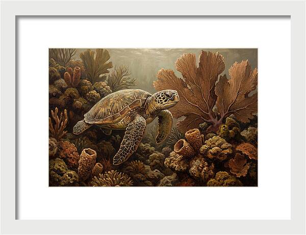 Sea Turtle Among Coral Reefs