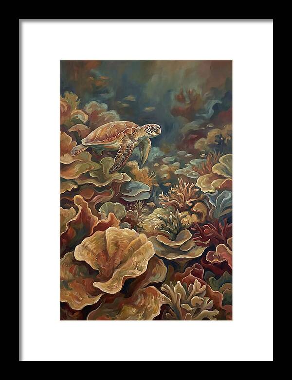 Sea Turtle Over Coral Reef
