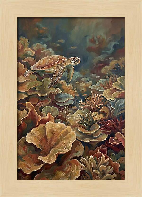 Sea Turtle Over Coral Reef