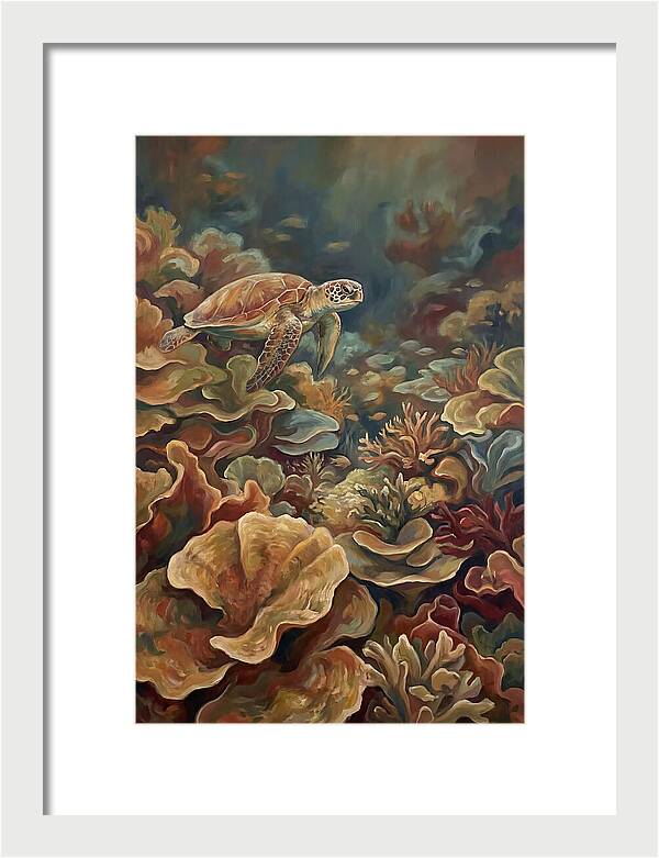Sea Turtle Over Coral Reef