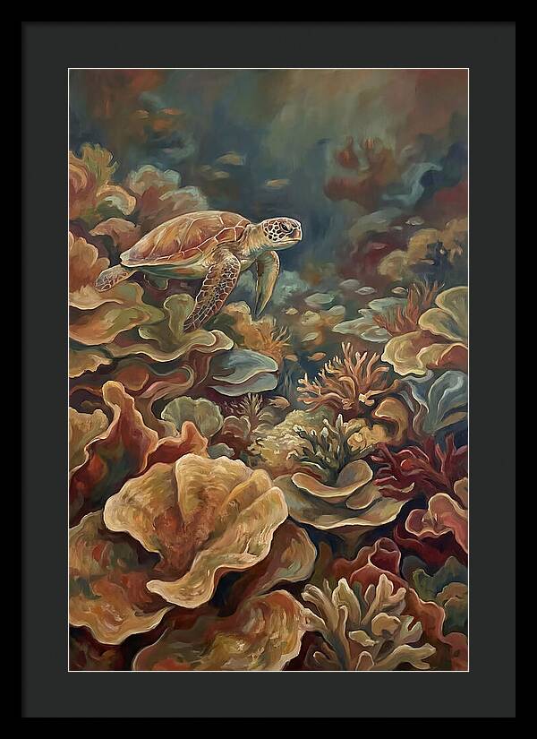 Sea Turtle Over Coral Reef