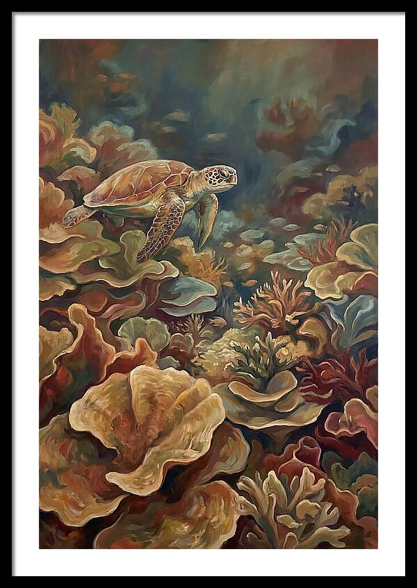 Sea Turtle Over Coral Reef