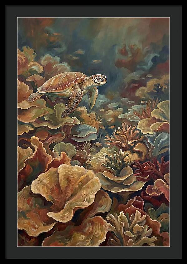 Sea Turtle Over Coral Reef