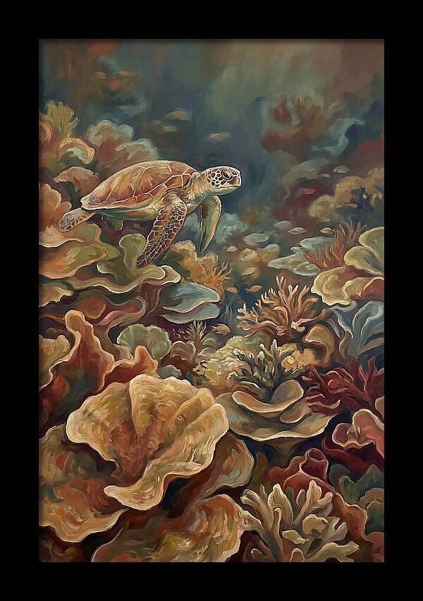 Sea Turtle Over Coral Reef