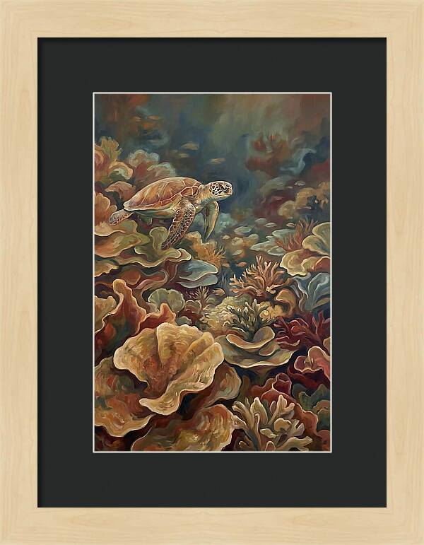 Sea Turtle Over Coral Reef