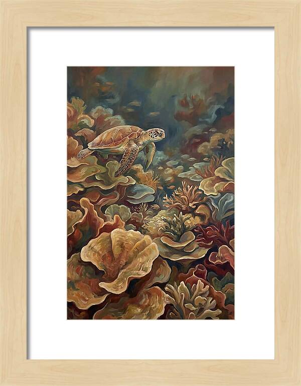 Sea Turtle Over Coral Reef