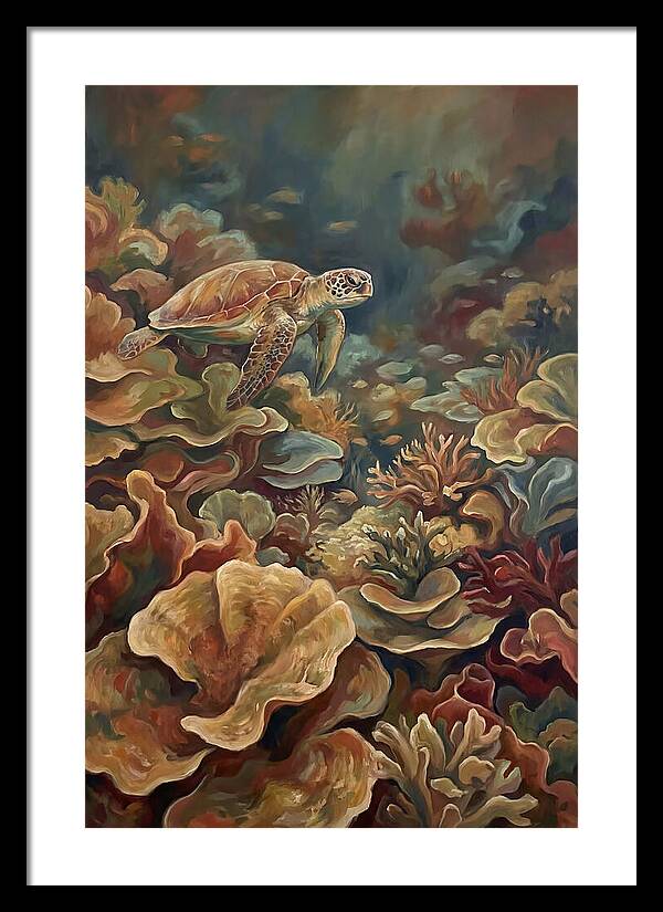 Sea Turtle Over Coral Reef