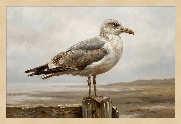 Seagull Perched On A Post