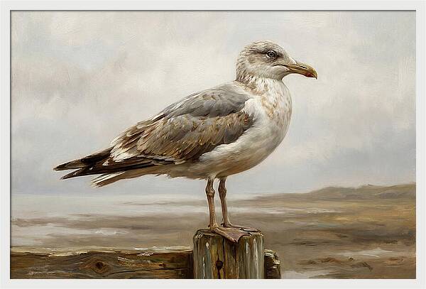 Seagull Perched On A Post