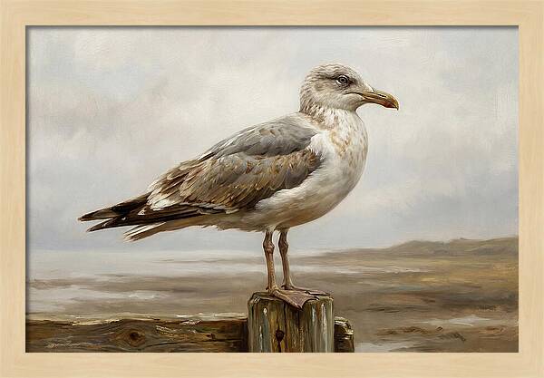 Seagull Perched On A Post