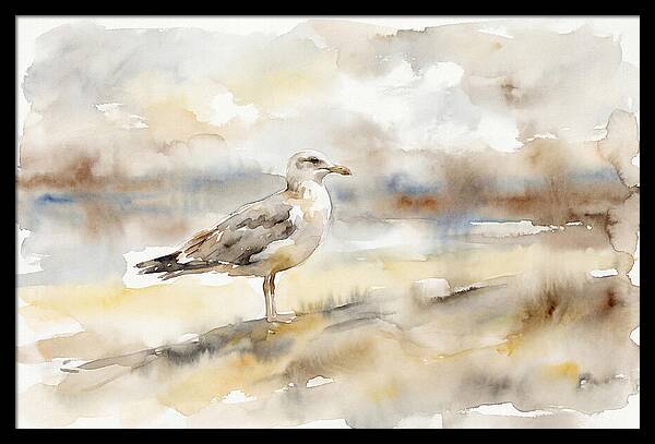 Seagull Soaring Over Waves
