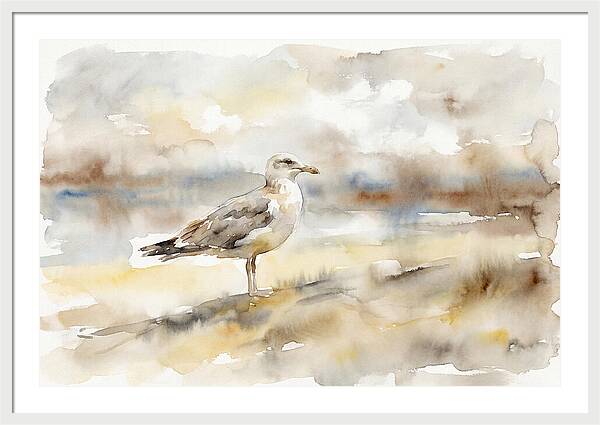 Seagull Soaring Over Waves