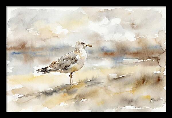 Seagull Soaring Over Waves
