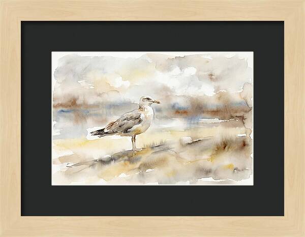 Seagull Soaring Over Waves