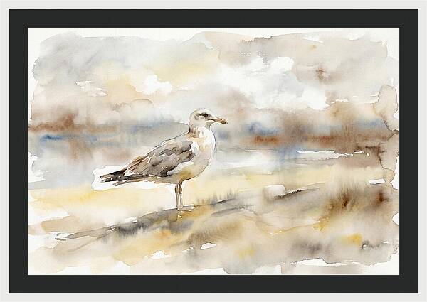 Seagull Soaring Over Waves