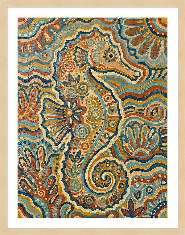 Seahorse Folk Art