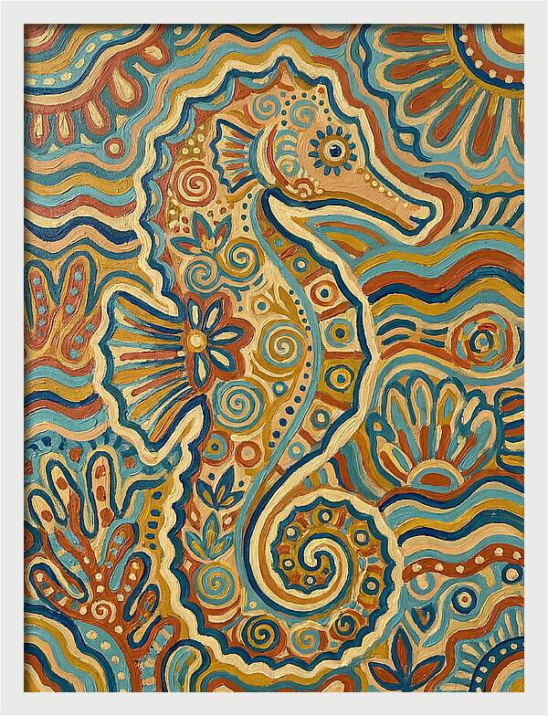 Seahorse Folk Art