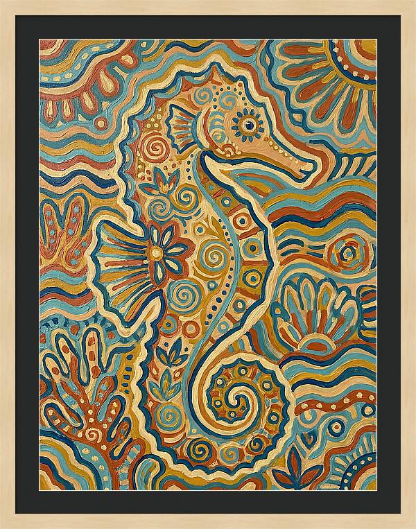 Seahorse Folk Art