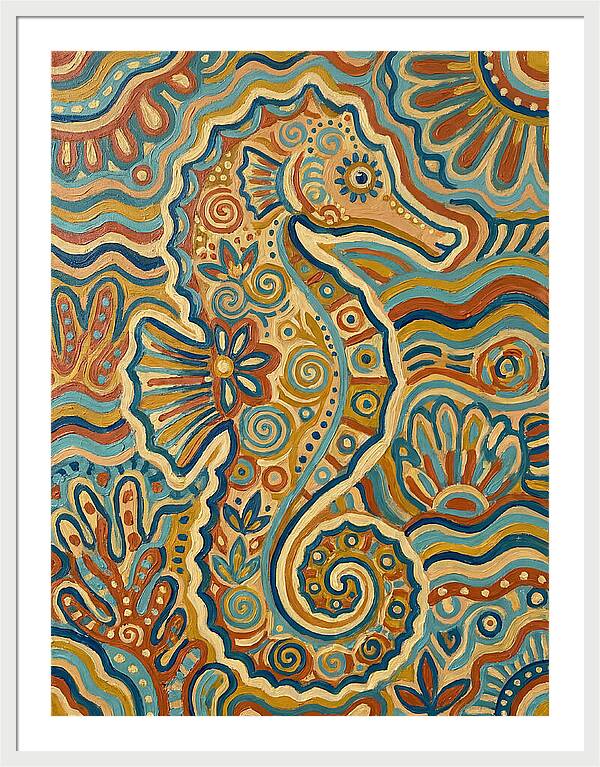 Seahorse Folk Art