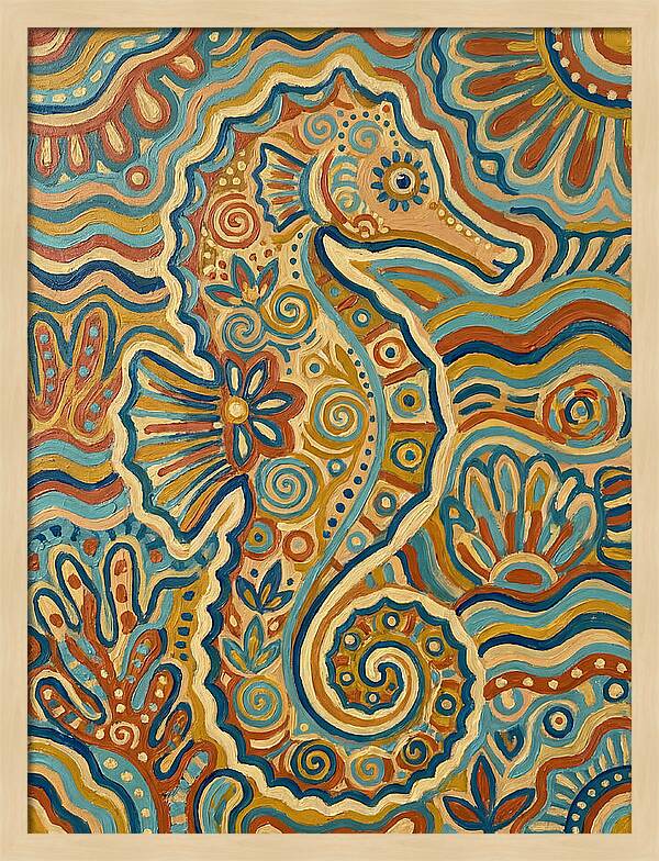 Seahorse Folk Art